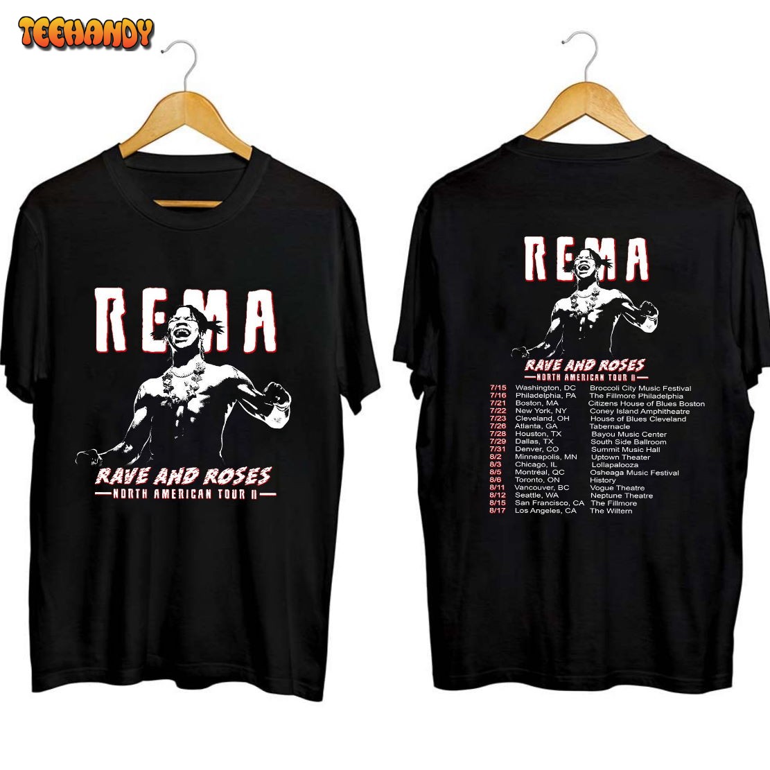 Rema North American Rave And Rose 2023 Tour Shirt