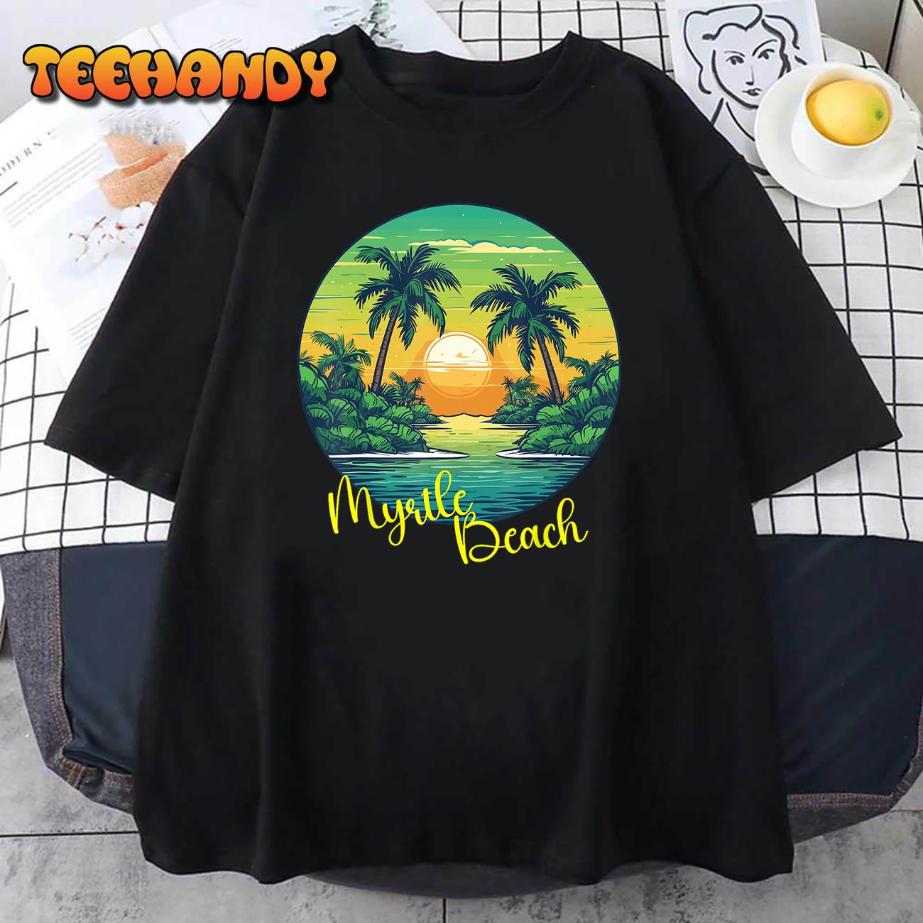 Retro Sunset South Carolina Myrtle Beach Palm Trees T-Shirt