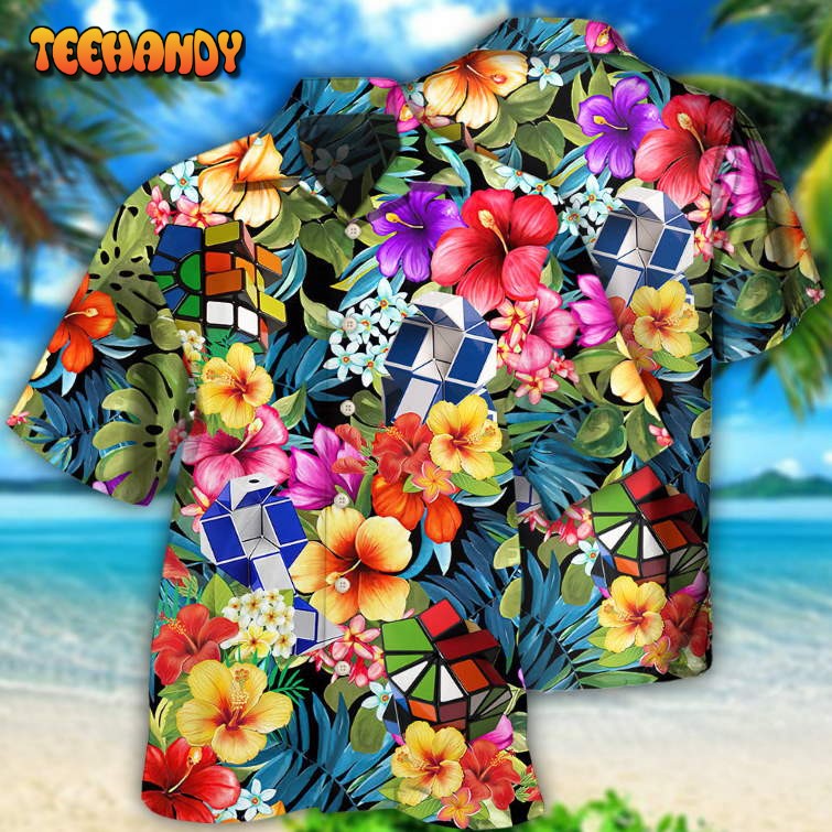 Rubik Snake Tropical Style With Flower Hawaiian Shirt