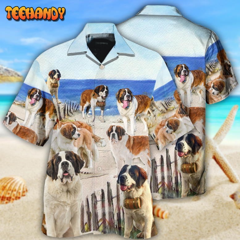 Saint Bernard Dog Funny Beach Style Hawaiian Shirt