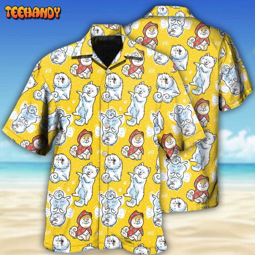 Samoyed Dog Yellow Lover Hawaiian Shirt