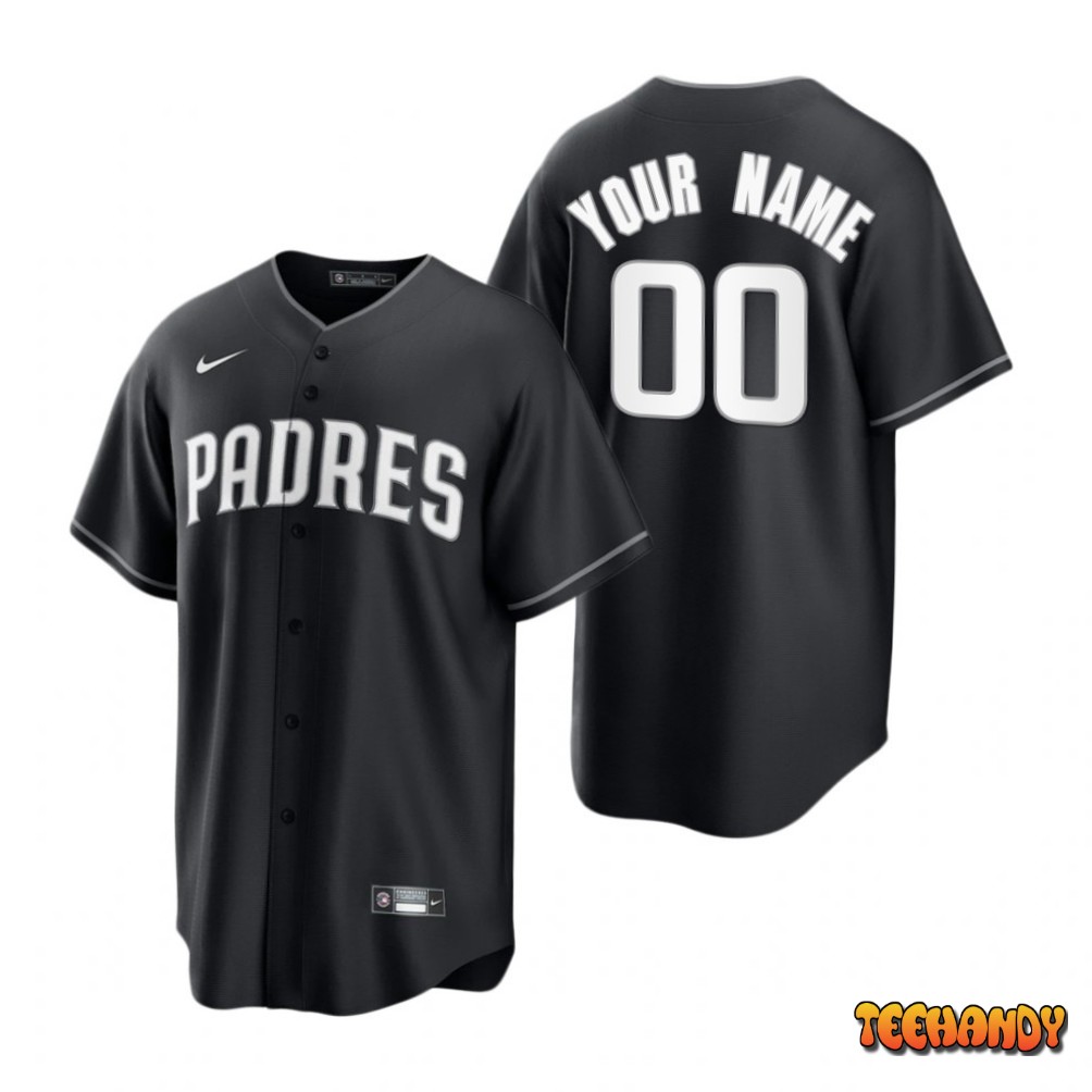 San Diego Padres Custom Black White Fashion Replica Jersey