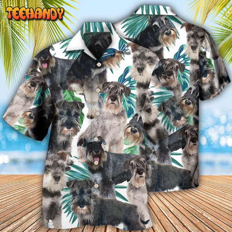 Schnauzer Dog Tropical Leaf Cool Hawaiian Shirt