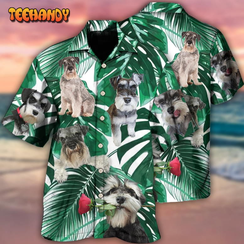 Schnauzer Miniature Tropical Leaf Hawaiian Shirt