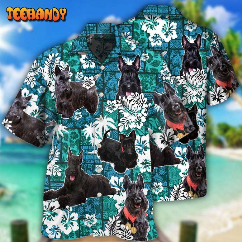 Scottish Terrier Dog Lovely Tribal Tropical Style Hawaiian Shirt