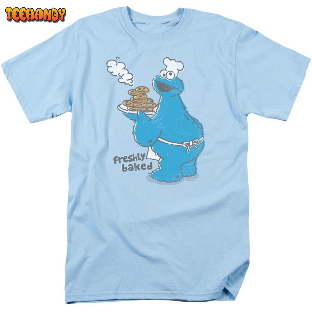 Sesame Street Cookie Monster Freshly Bakes Light Blue Shirts