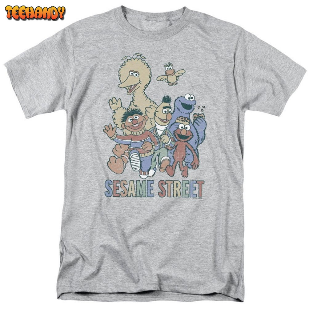 Sesame Street Distressed Colorful Group T Shirt