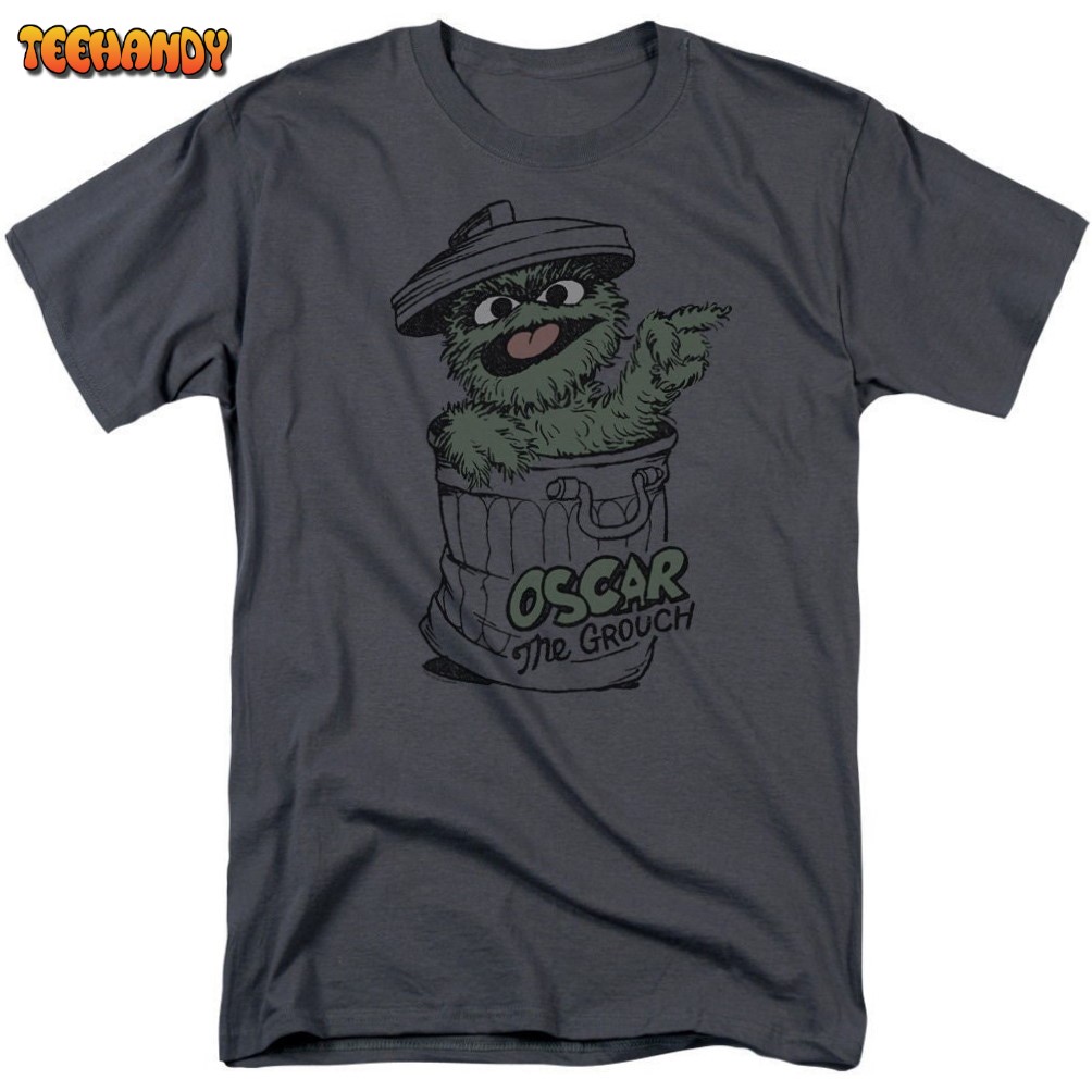 Sesame Street Early Oscar The Grouch Adult Charcoal Shirts