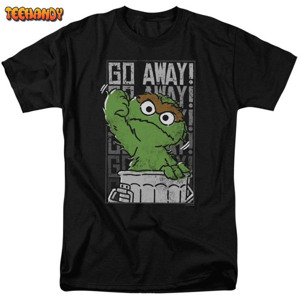 Sesame Street Oscar The Grouch Go Away Black Adult Shirts