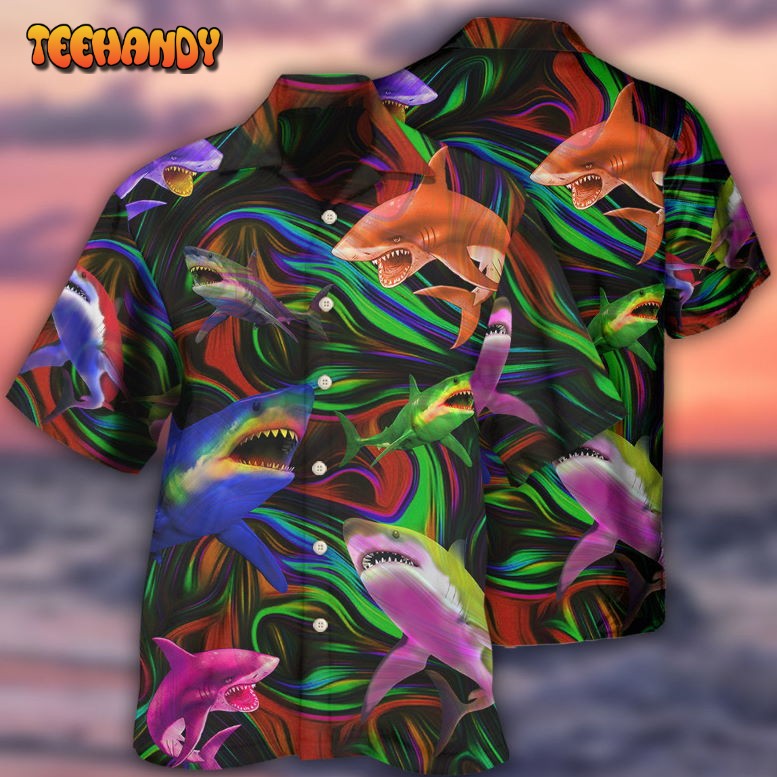 Shark Neon Style Lover Hawaiian Shirt