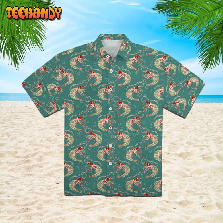 Shrimps In Turquoise Water With Bubbles Hawaiian Shirt