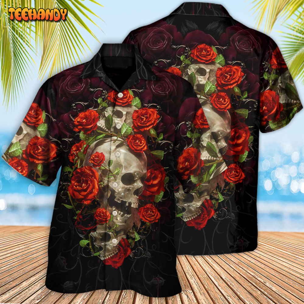 Skull And Roses Art Hawaiian Shirt