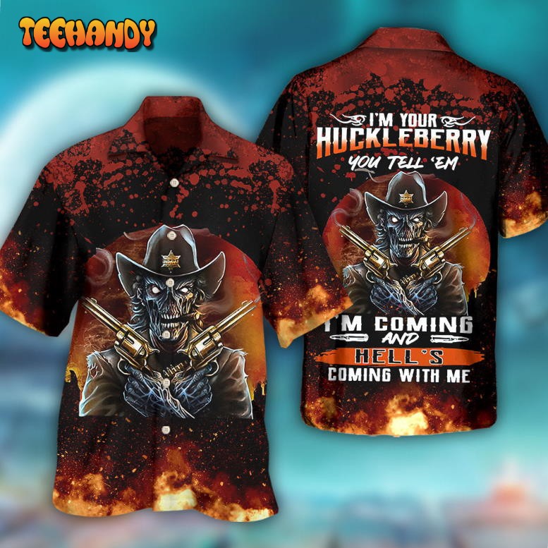 Skull Cowboy I’m Your Huckleberry Hawaiian Shirt