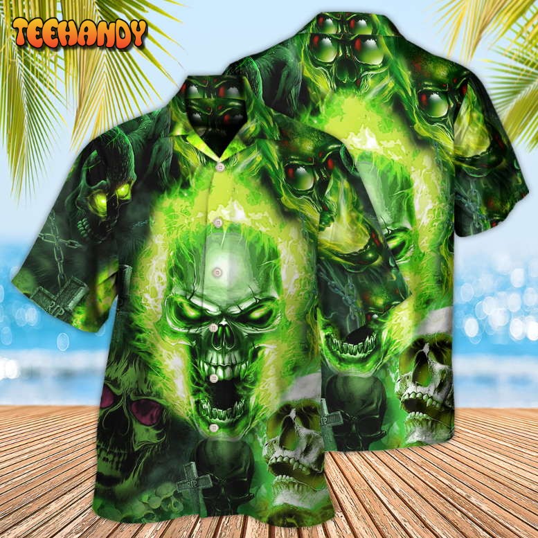 Skull Green Fear No Man Hawaiian Shirt