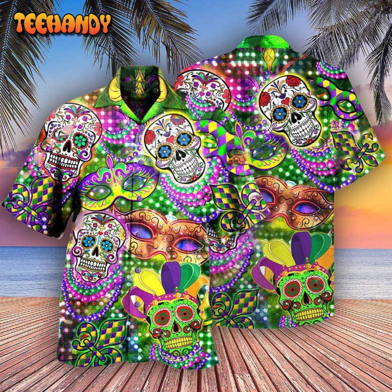 Skull Mardi Gras Hawaiian Shirt