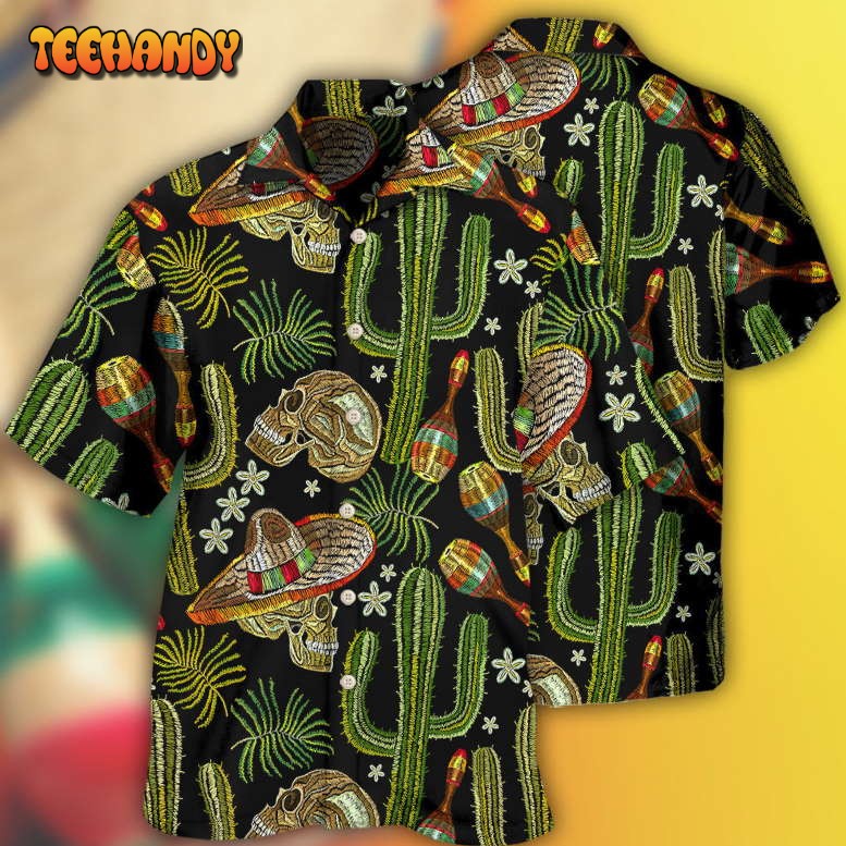 Skull Mexican Skull Black Style Hawaiian Shirt