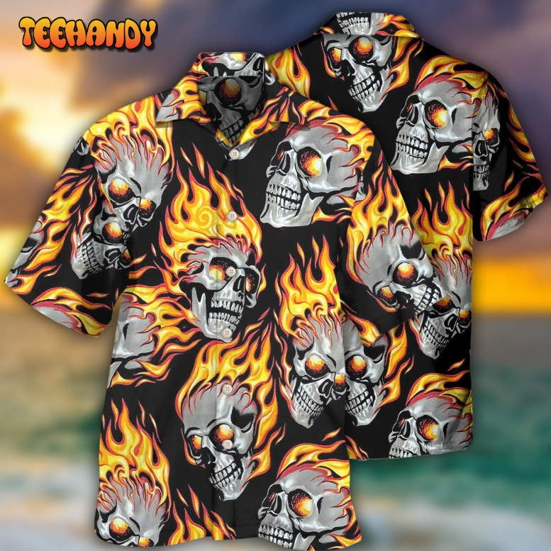 Skull On Fire Hawaiian Shirt