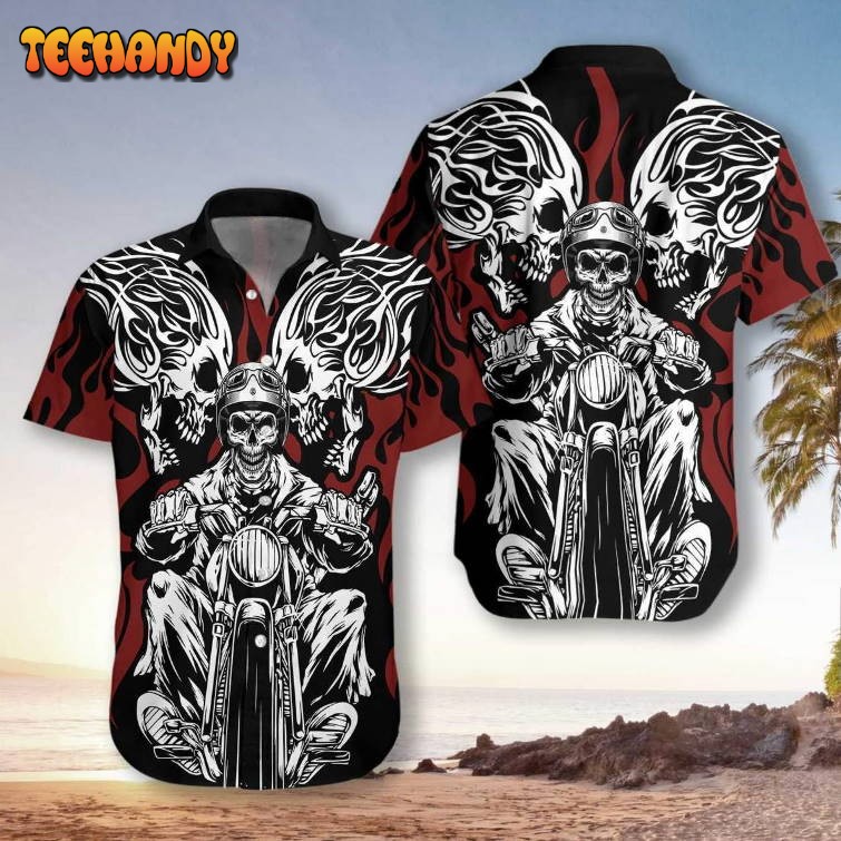 Skull Rider Motorcycle Hawaiian Shirt