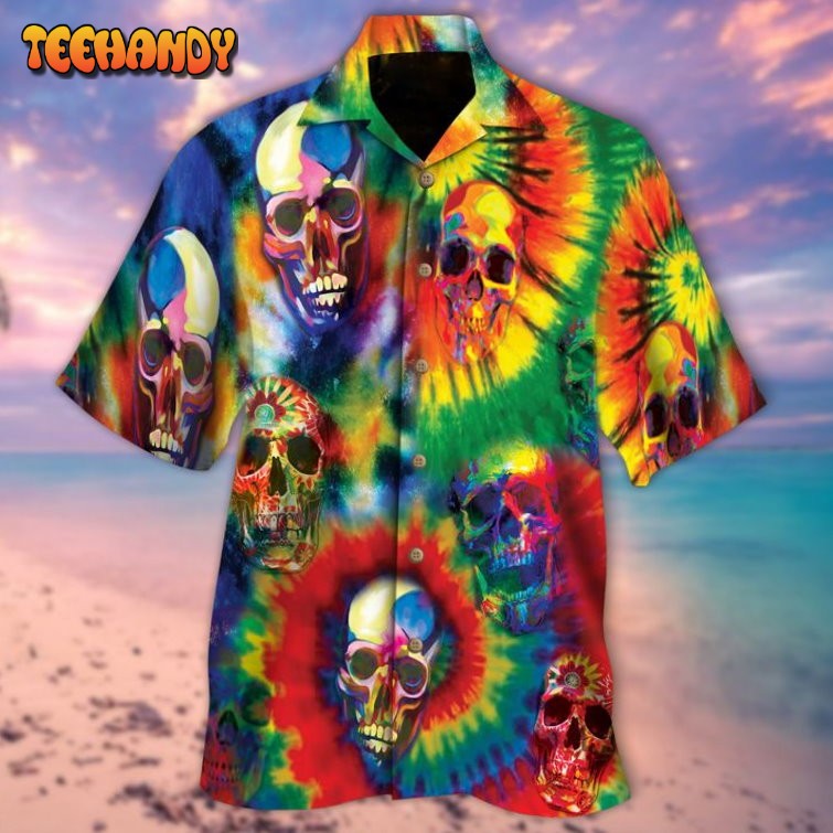 Skull Tie Dye Hawaiian Shirt