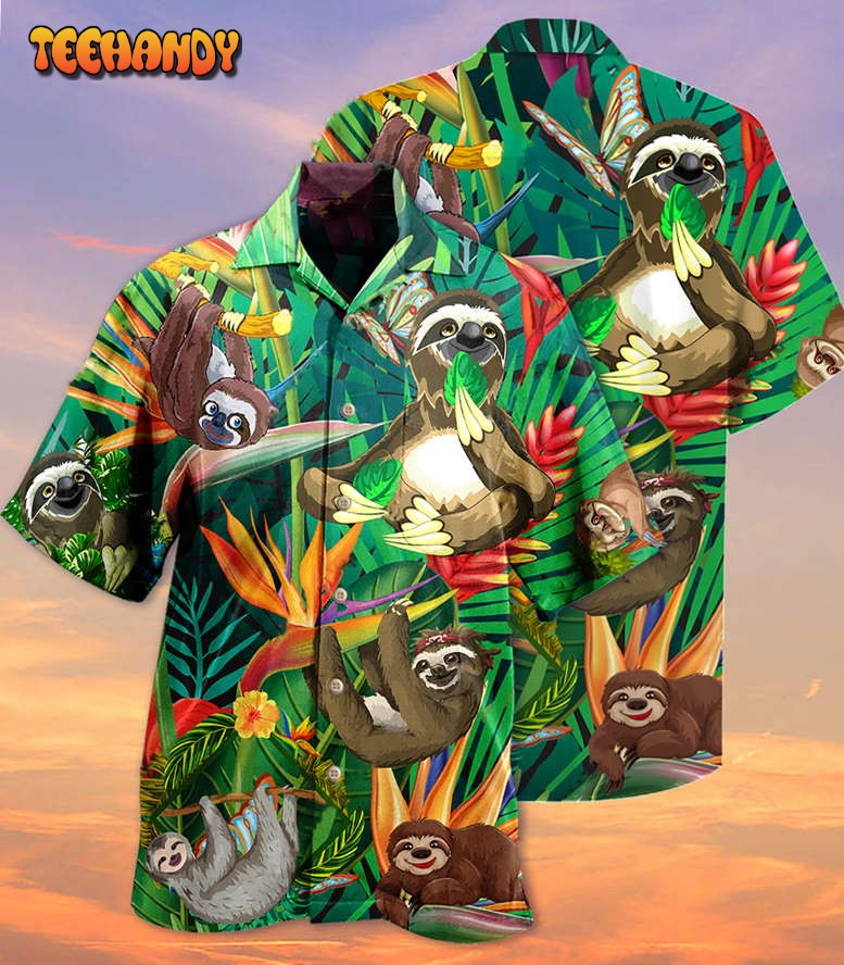 Sloth Happiness All Day Hawaiian Shirt