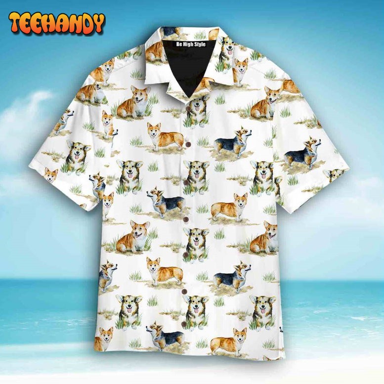 Smiling Corgi Hawaiian Shirt