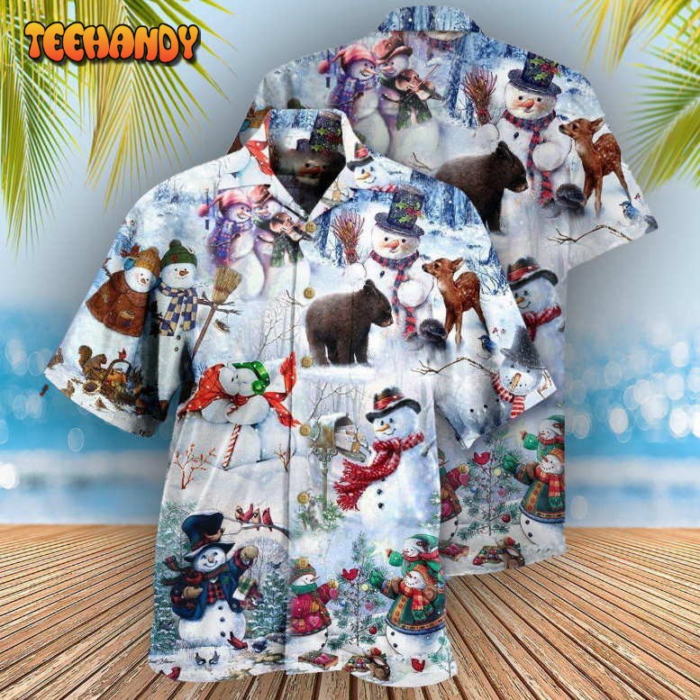 Snowman The World Changes When Its Snows Hawaiian Shirt