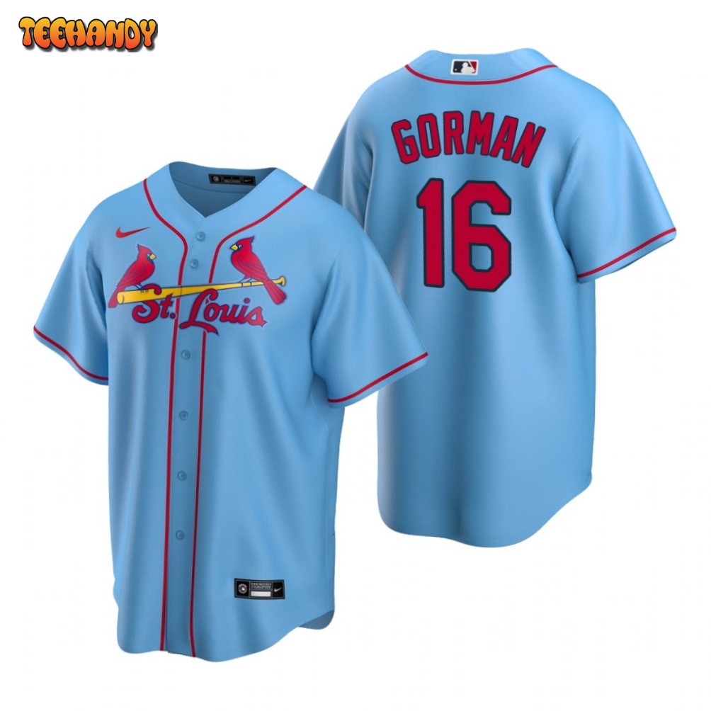 St. Louis Cardinals Nolan Gorman Light Blue Alternate Replica Jersey