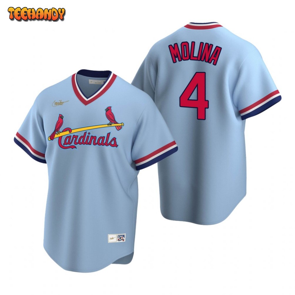 St. Louis Cardinals Yadier Molina Light Blue Cooperstown Road Jersey