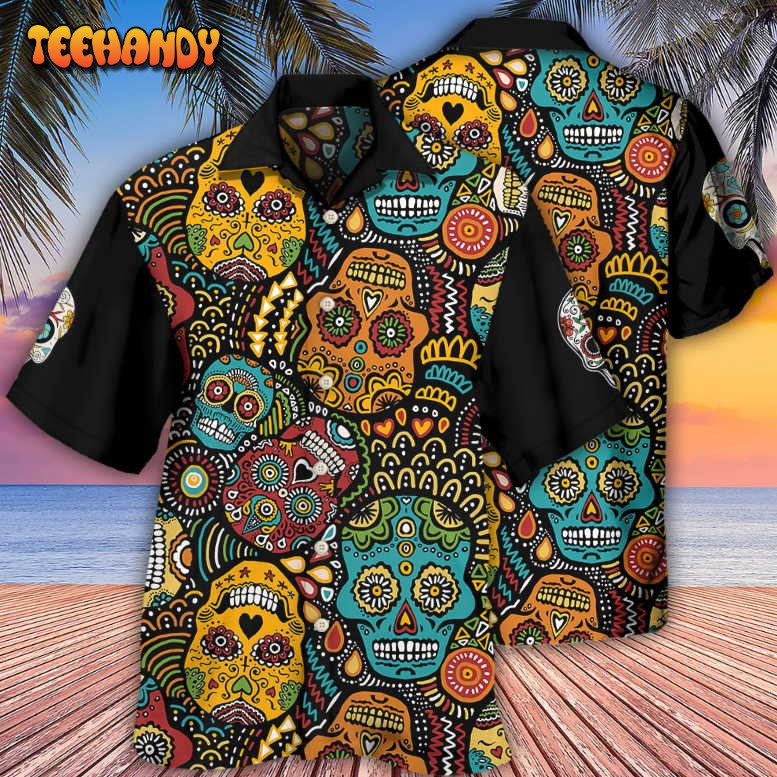 Sugar Skull Amazing Black Style Hawaiian Shirt