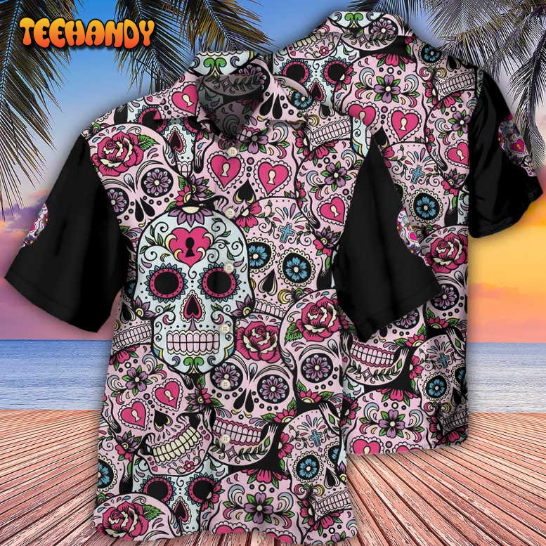 Sugar Skull Amazing Pink Hawaiian Shirt