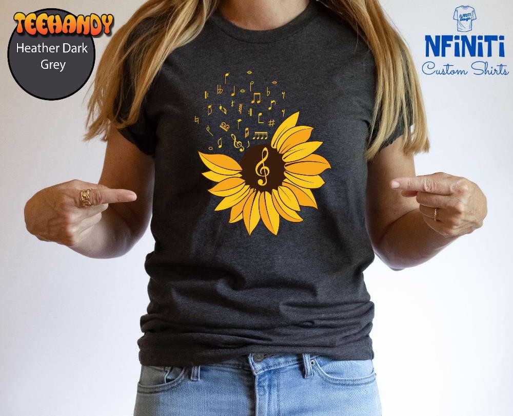 Sunflower Music Note Music Lovers Shirt, Sunflower Shirt