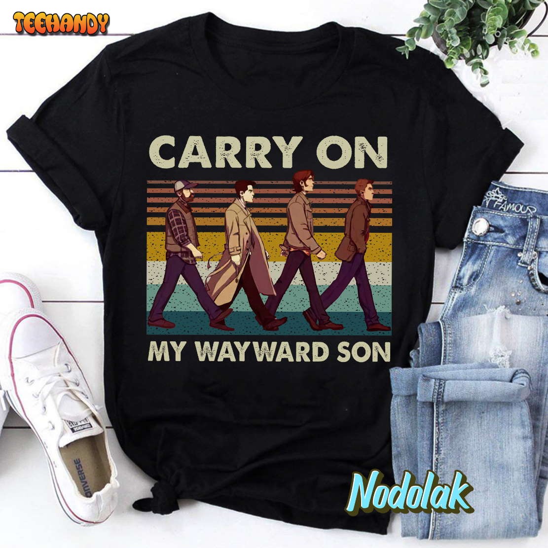 Supernatural Carry On My Wayward Son Vintage T-Shirt, Abbey Road Shirt