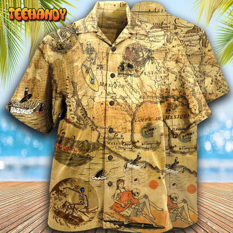 Surfing Skeleton Vintage Hawaiian Shirt