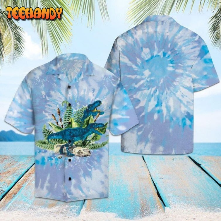 T-Rex Tie Dye Aloha Hawaiian Shirt