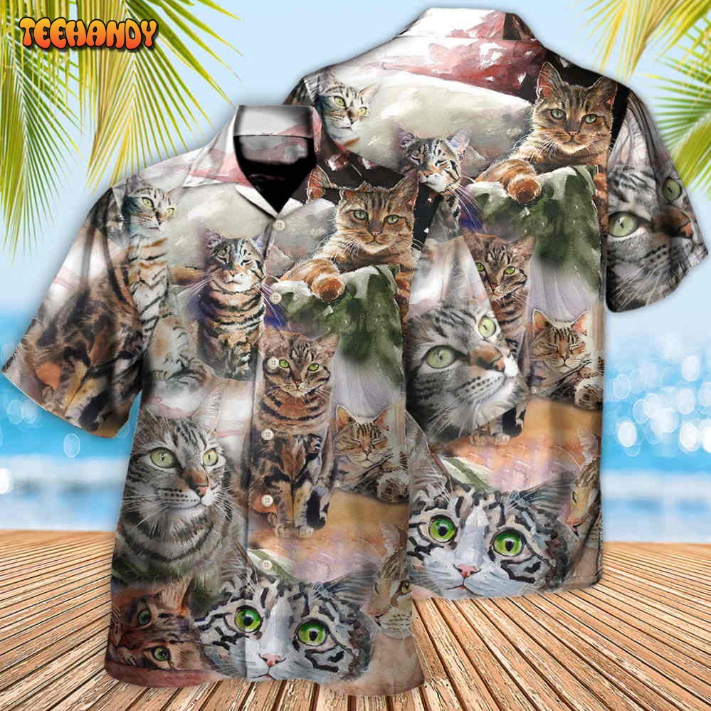 Tabby Cat Art Daily Portrait Hawaiian Shirt