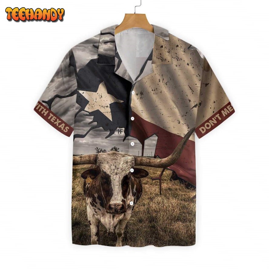 Texas Longhorn With Flag Unisex Hawaiian Shirt