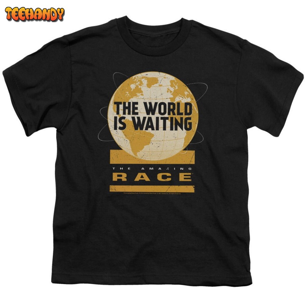 The Amazing Race The World is Waiting Kid’s Black Shirts