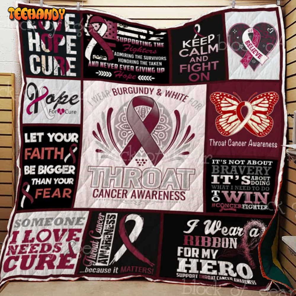 Throat Cancer Awareness 3D Quilt Blanket