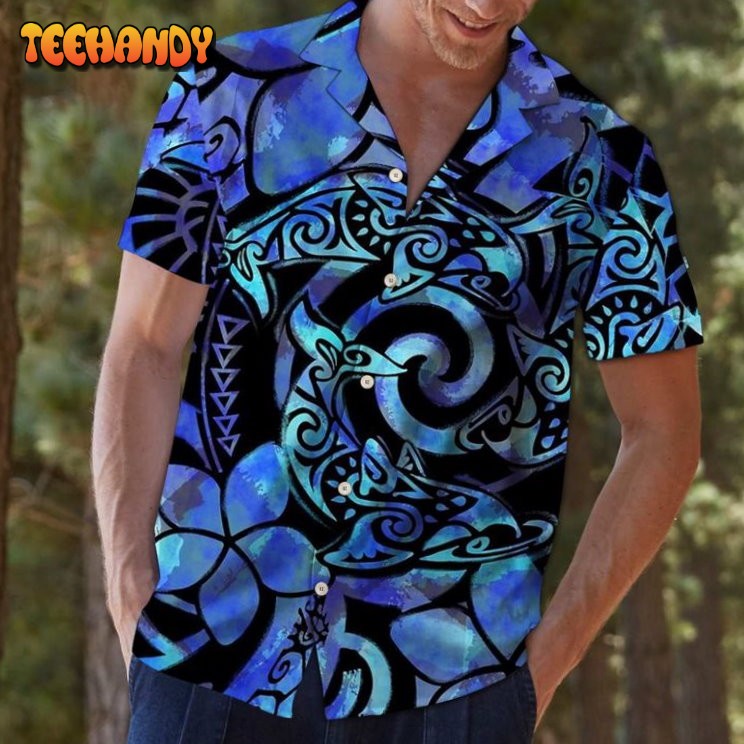 Tie Dye Tribal Dolphins Hawaiian Shirt