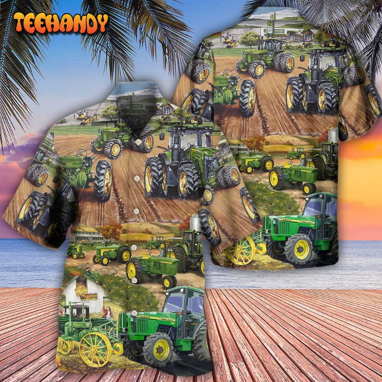 Tractor Green Tractor Working Farm Hawaiian Shirt