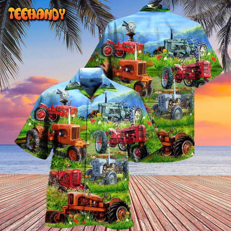 Tractor Real Men Drive Tractors Hawaiian Shirt