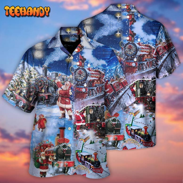 Train Christmas Santa And Train Happiness Hawaiian Shirt