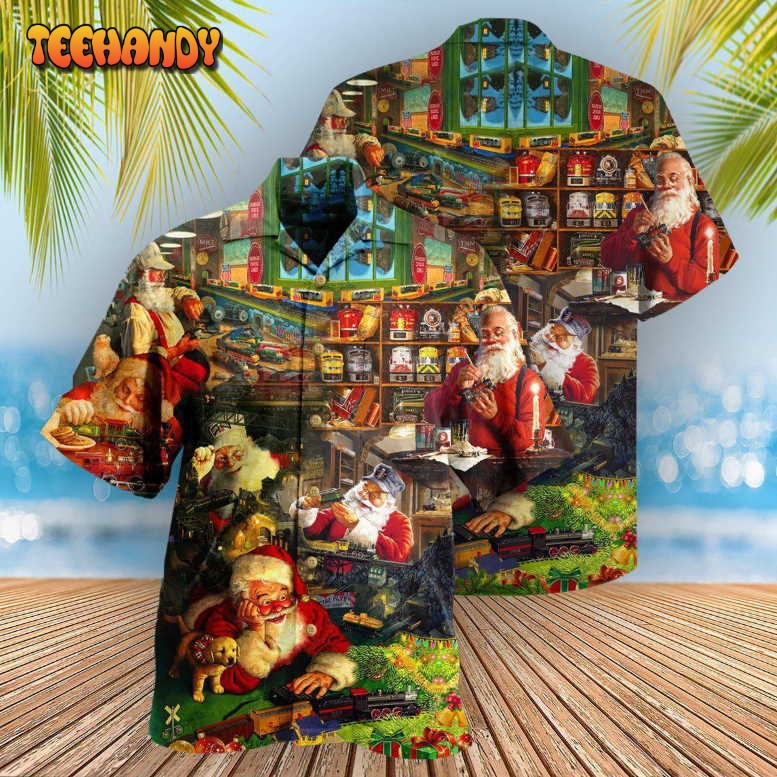 Train Merry Xmas Santa Toys Train Factory Hawaiian Shirt