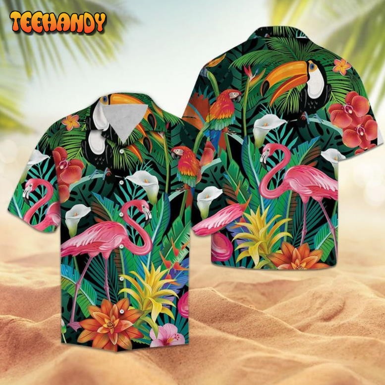 Tropical Flamingo Cool Design Aloha Hawaiian Shirt