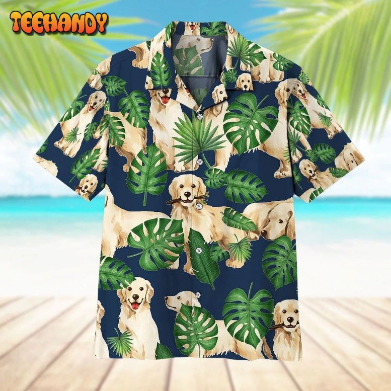 Tropical Golden Retrievers Cool Design Aloha Hawaiian Shirt