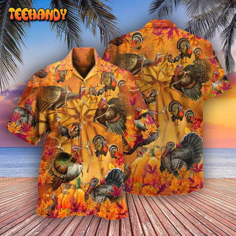 Turkey Happy Wishbone Thanksgiving Hawaiian Shirt