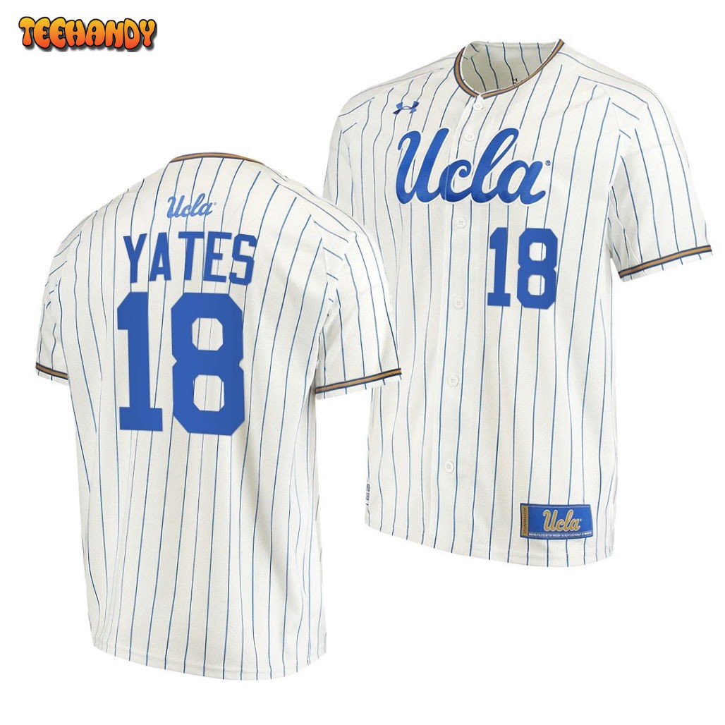 UCLA Bruins Carson Yates White Pinstripes College Baseball Jersey