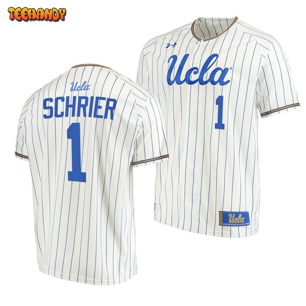 UCLA Bruins Cody Schrier White Pinstripes College Baseball Jersey