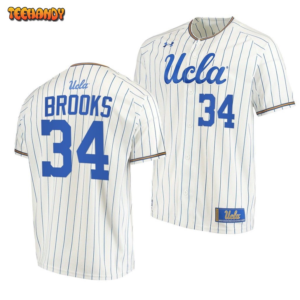 UCLA Bruins Jake Brooks White Pinstripes College Baseball Jersey