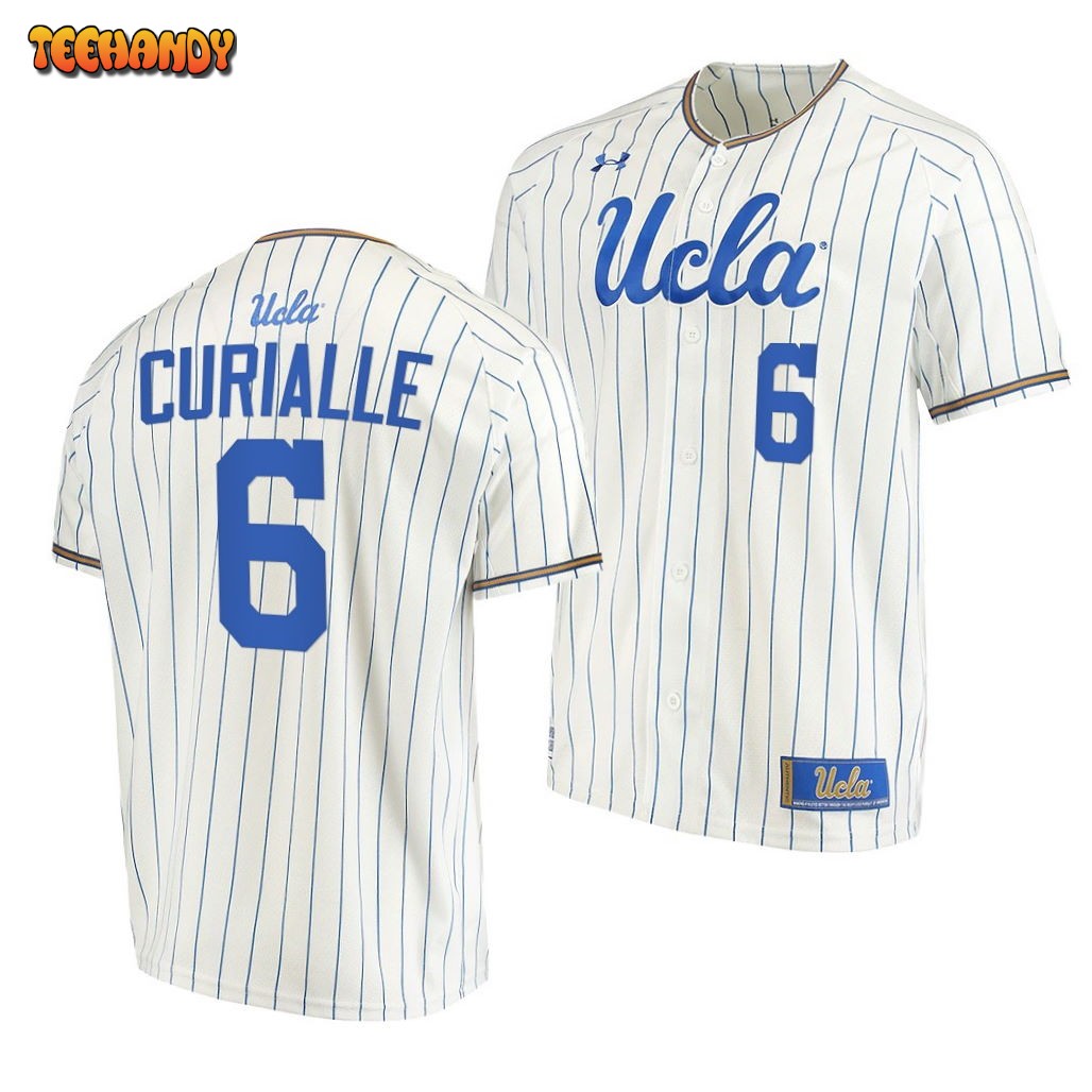 UCLA Bruins Michael Curialle White Pinstripes College Baseball Jersey